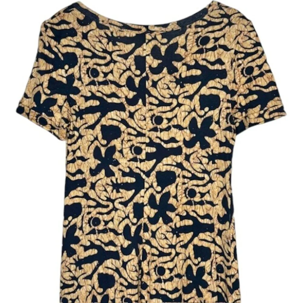 Diane Von Furstenberg A-Line Midi Dress Italy Vintage Batik - Black/Maize - 10